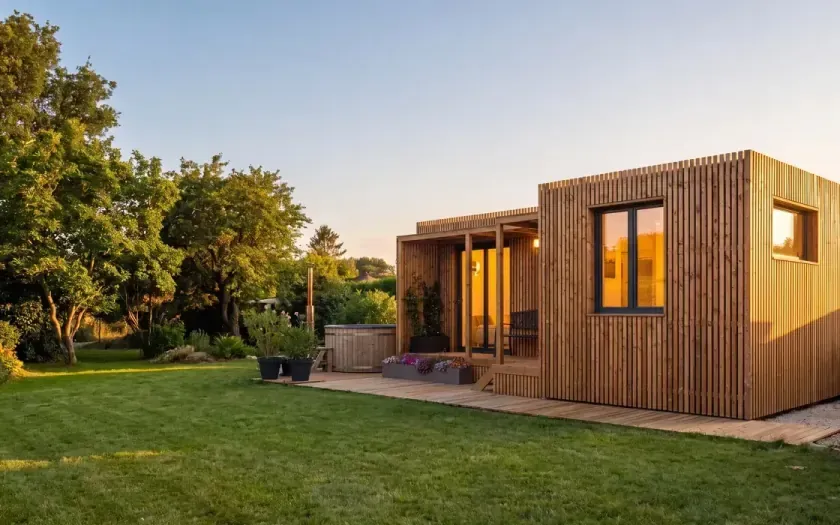 Studio de jardin Greenkub au crépuscule