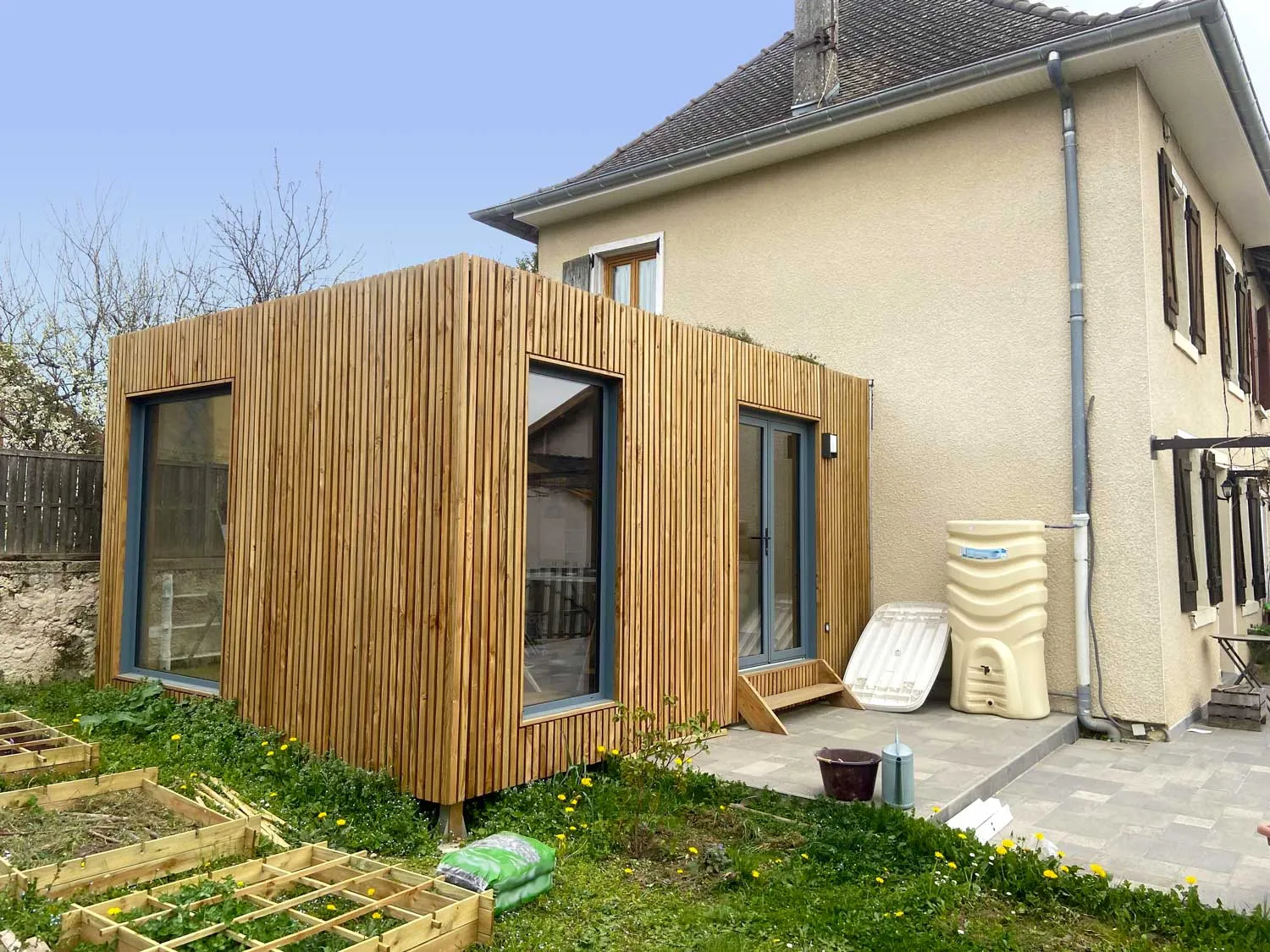 Réalisation Greenkub : extension de maison en bois de 20 m² en ossature bois