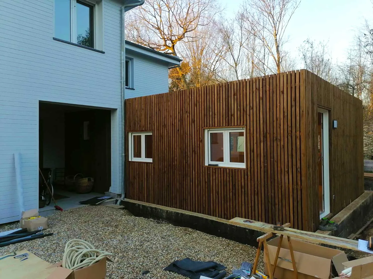 Réalisation Greenkub : extension de maison en bois de 20 m² en ossature bois