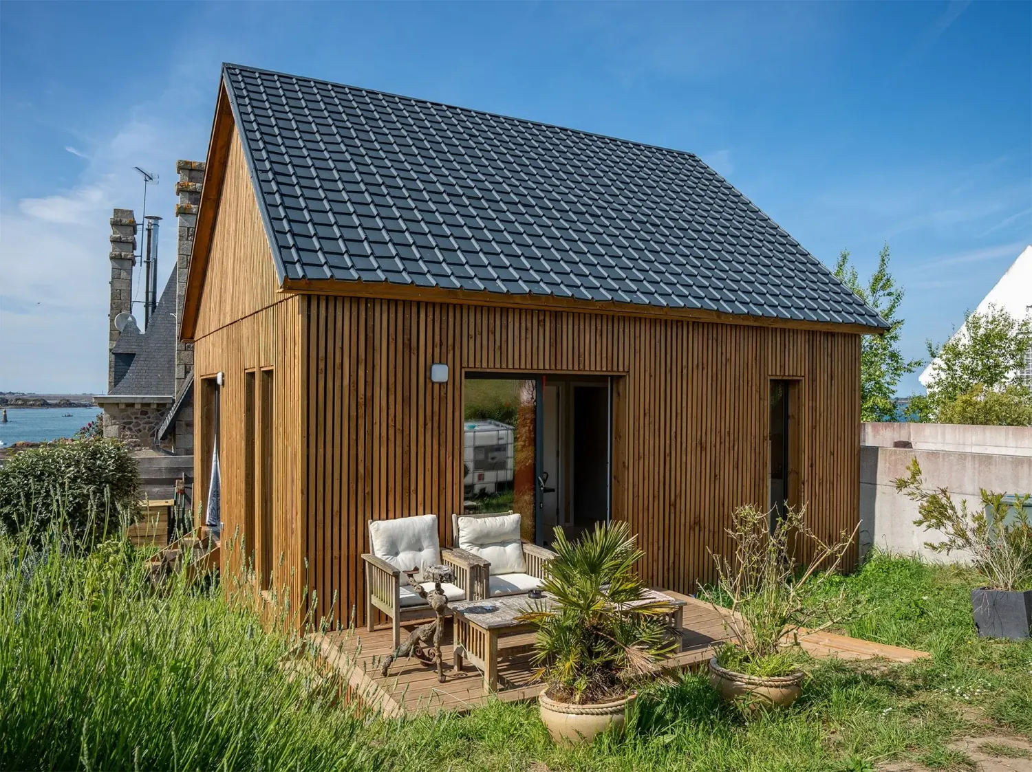 Résidence principale de 40 m², studio en ossature bois Greenkub (Côtes-d’Armor), vue extérieure