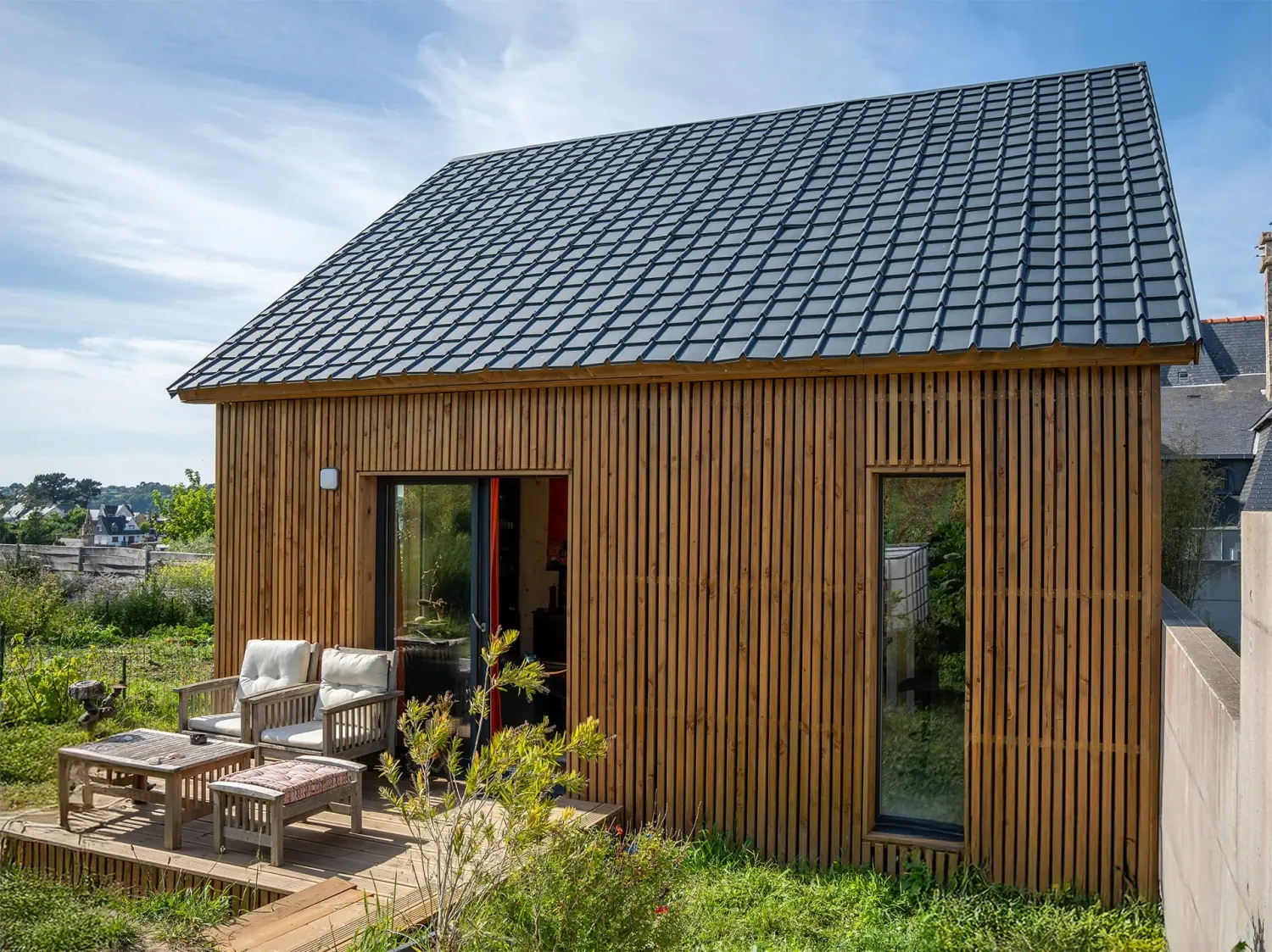 Résidence principale de 40 m², studio en ossature bois Greenkub (Côtes-d’Armor), vue extérieure
