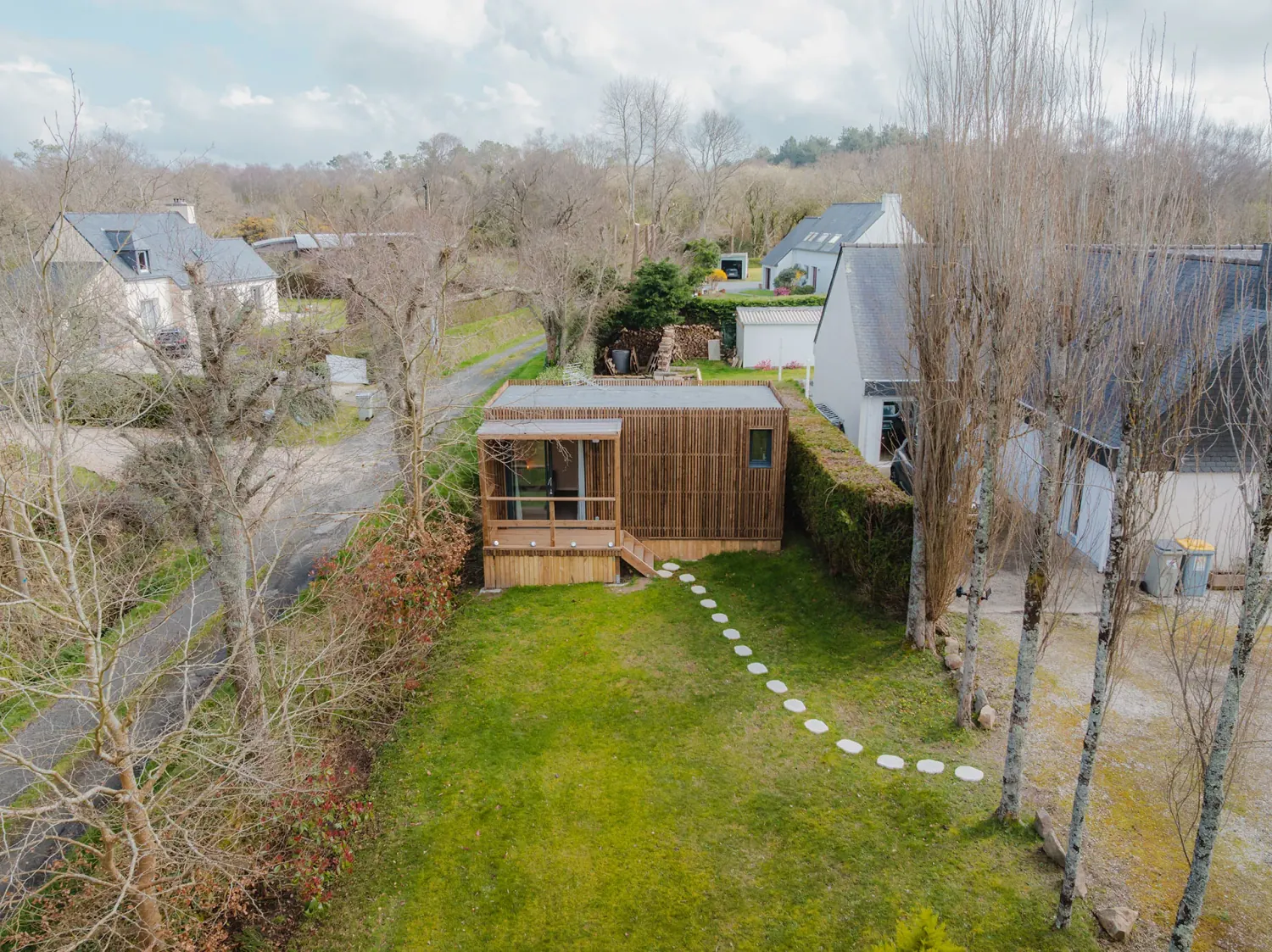 Location / Airbnb en ossature bois, réalisation Greenkub dans les Côtes-d'Armor