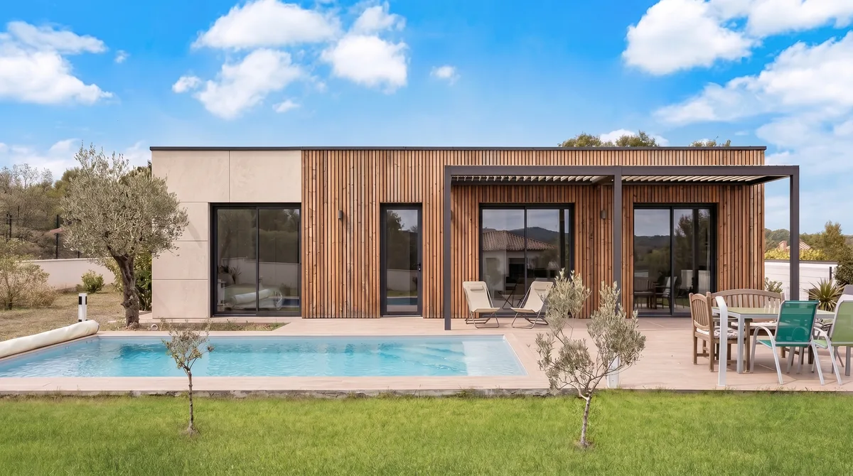 Maison en bois Greenkub M60R, 60 m² de plain-pied, vue extérieure