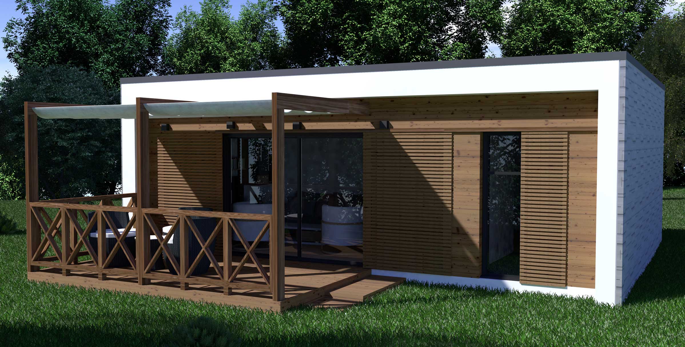 bureau de jardin toit plat en cube