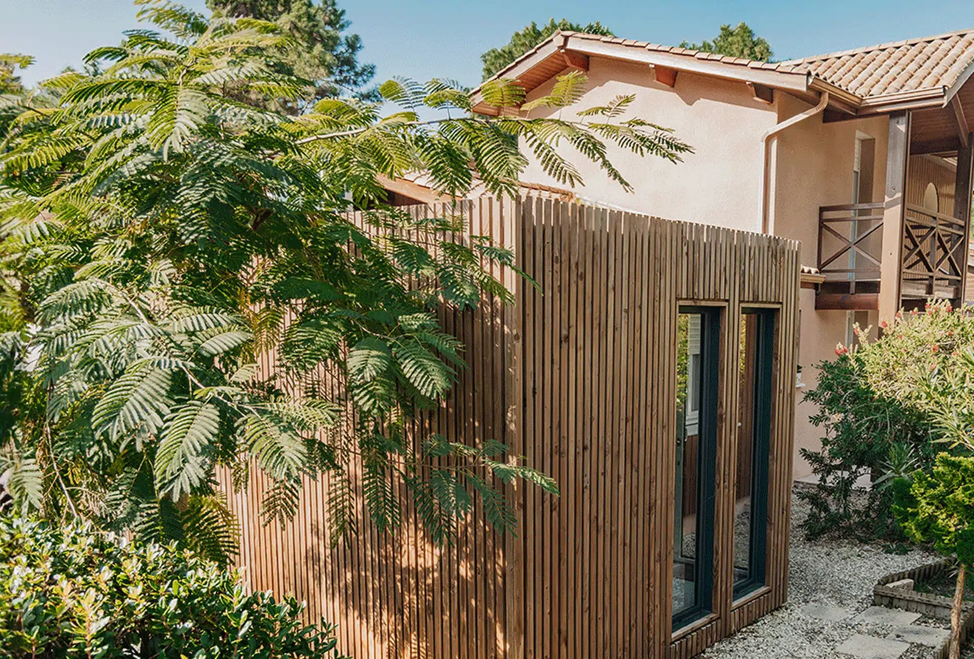 extension de maison bois sans permis de construire - pièce de vie ossature bois Greenkub